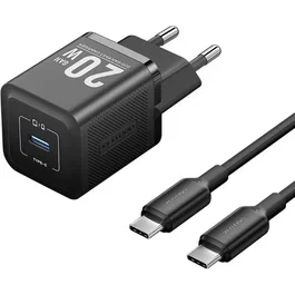 Vention Cargador Pared GaN USB-C 20W con Cable USB-C a USB-C 1m, TZ-FEPB0-EU-01